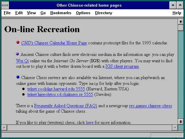 Screenshot of Other Chinese-related home pages