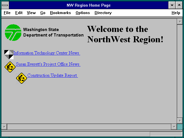 Screenshot of NW Region Home Page