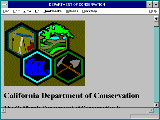 Screenshot of California Department of Conservation