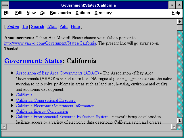 Screenshot of Government:States:California
