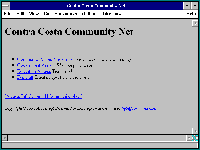 Screenshot of Contra Costa Community Net
