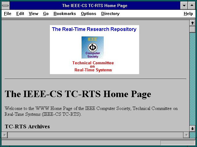 Screenshot of The IEEE-CS TC-RTS Home Page
