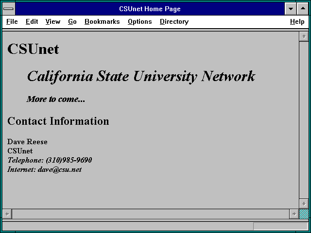 Screenshot of CSUnet Home Page