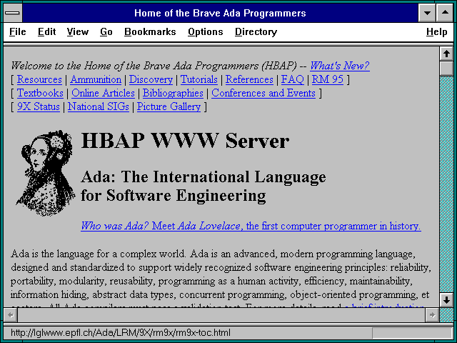 Screenshot of Home of the Brave Ada Programmers