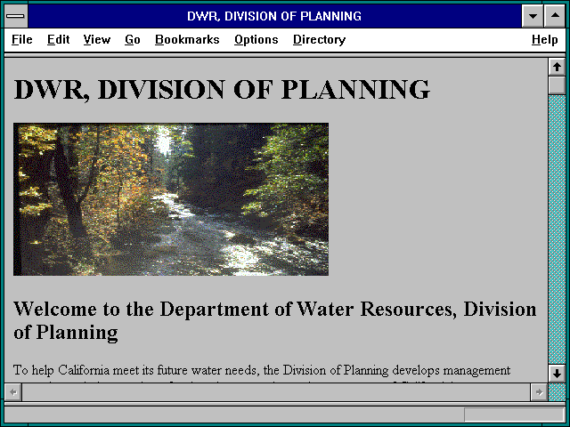 Screenshot of California Department of Water Resources