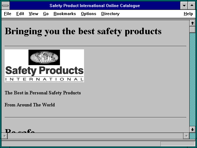Screenshot of Safety Product International Online Catalogue
