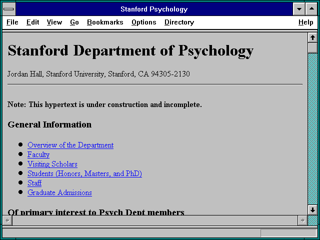 Screenshot of Stanford Psychology