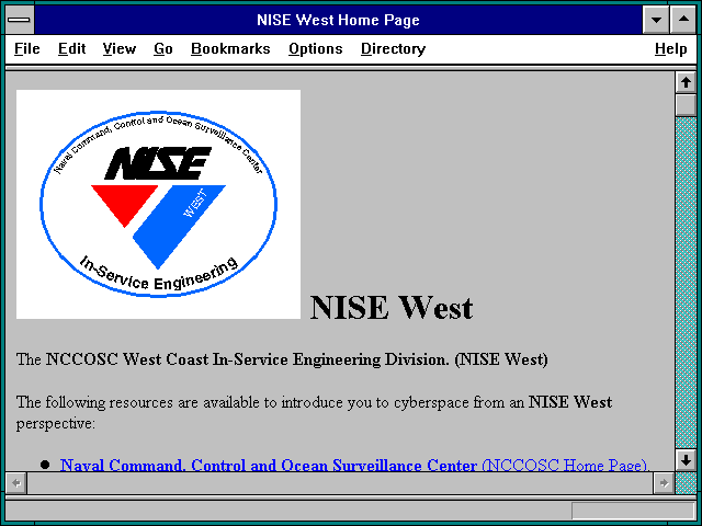 Screenshot of NISE West Home Page
