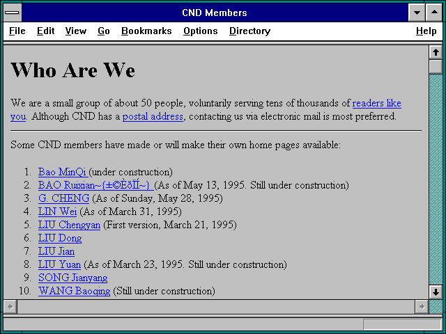 Screenshot of CND Members
