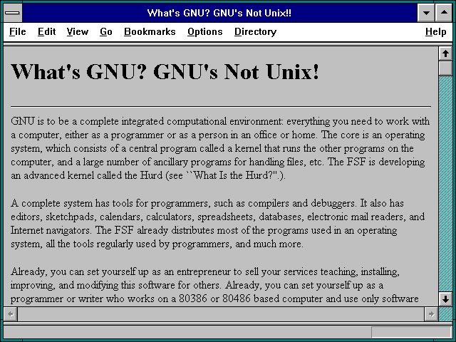 Screenshot of What's GNU? GNU's Not Unix!!