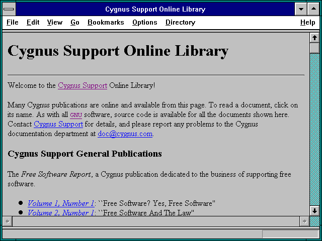 Screenshot of Cygnus Support Online Library
