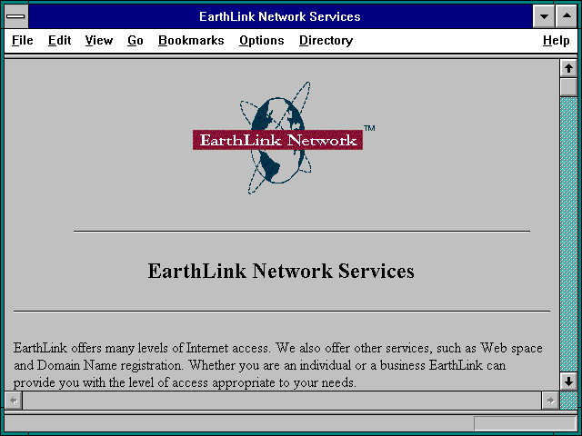 Screenshot of EarthLink Network Services