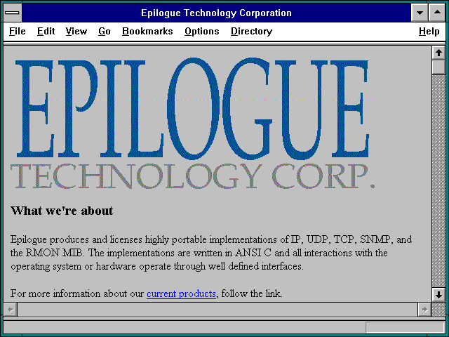 Screenshot of Epilogue Technology Corporation