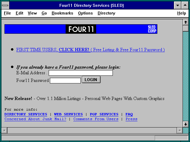 Screenshot of Stable Large E-mail Database (SLED) - Public Keys