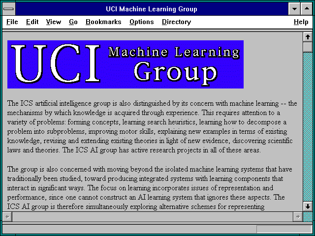Screenshot of UCI Machine Learning Group
