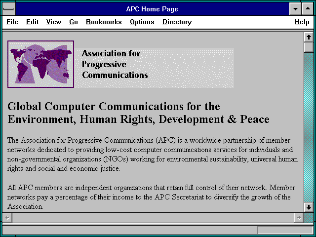 Screenshot of APC Home Page