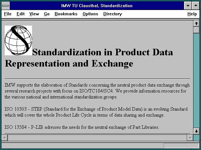 Screenshot of IMW TU Clausthal Standardization