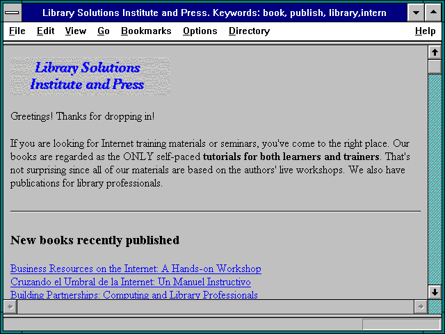 Screenshot of Library Solutions Institute and Press.
