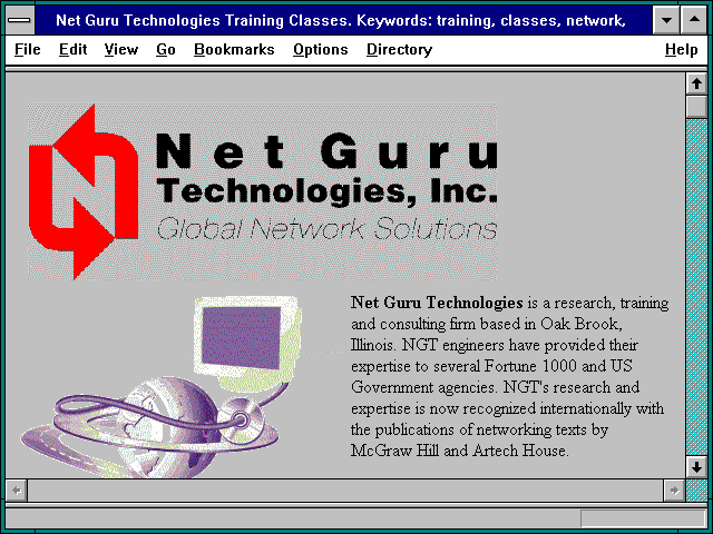 Screenshot of Net Guru Technologies Training Classes.