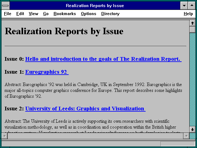 Screenshot of Realization Reports by Issue