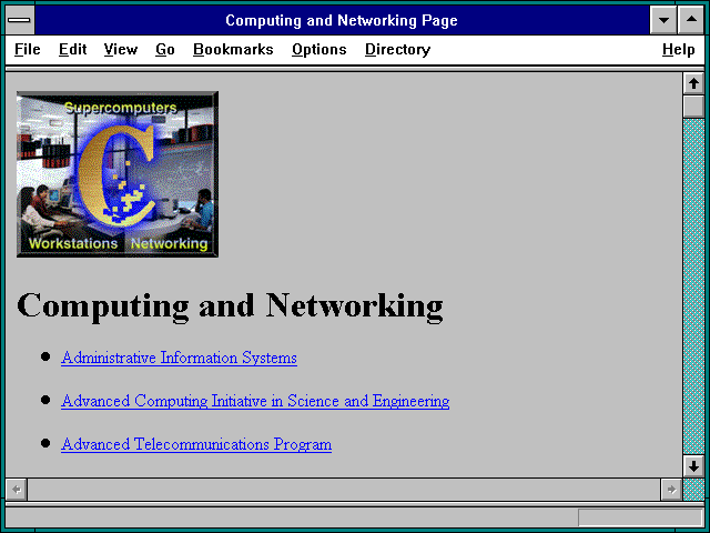 Screenshot of Computing and Networking Page