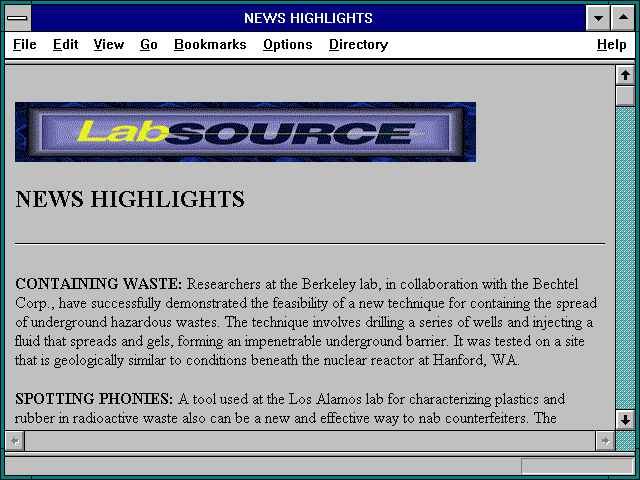 Screenshot of NEWS HIGHLIGHTS