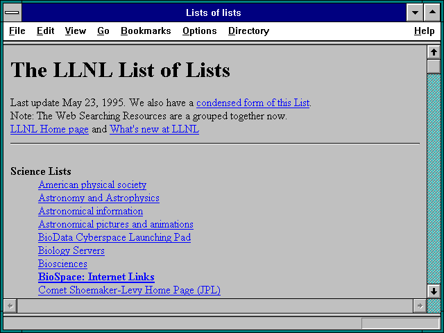 Screenshot of Lists of lists