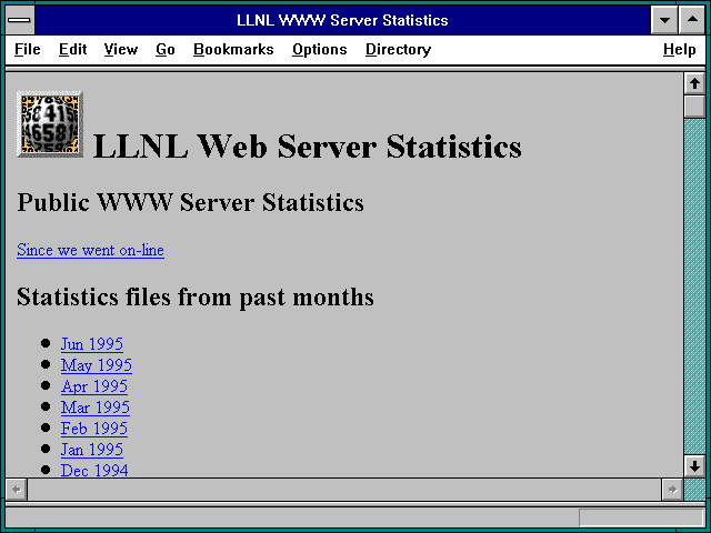Screenshot of LLNL WWW Server Statistics