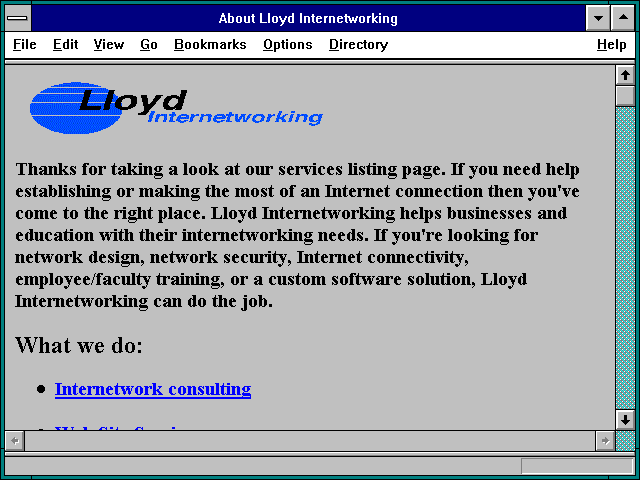 Screenshot of About Lloyd Internetworking