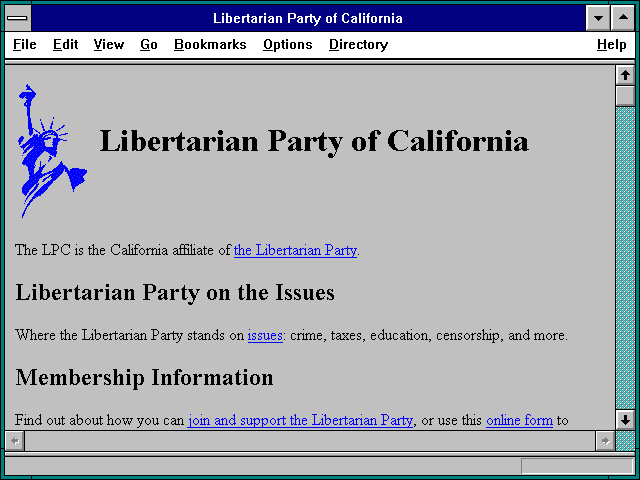 Screenshot of Libertarian Party of California
