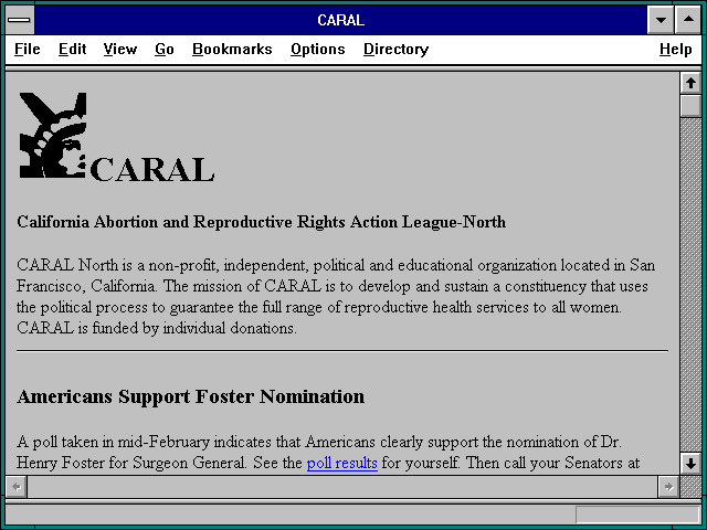 Screenshot of CARAL