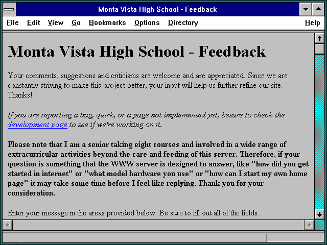 Screenshot of Monta Vista High School - Feedback
