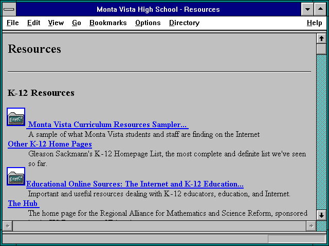 Screenshot of Monta Vista High School - Resources