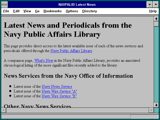 Screenshot of NAVPALIB Latest News