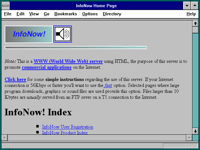 Screenshot of InfoNow Home Page