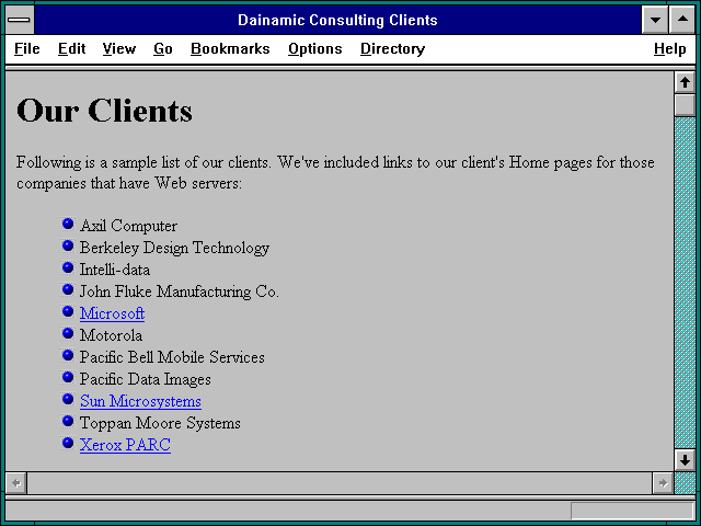 Screenshot of Dainamic Consulting Clients