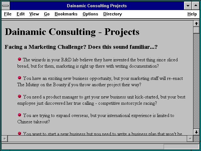 Screenshot of Dainamic Consulting Projects