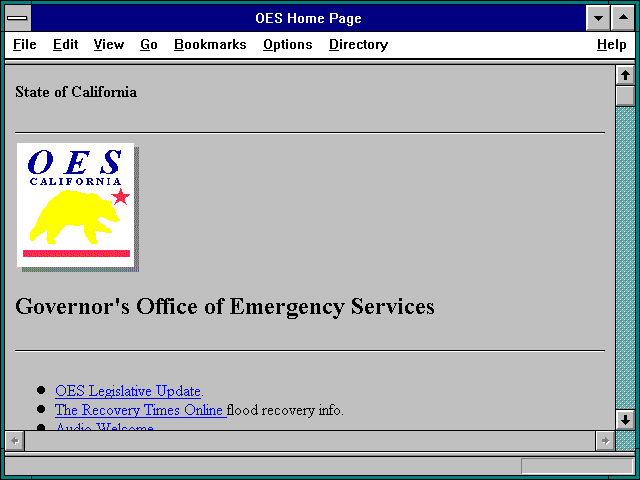Screenshot of California Governor's Office of Emergency Services