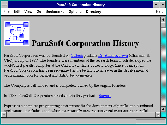 Screenshot of ParaSoft Corporation History