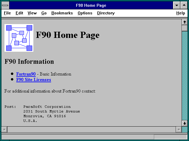 Screenshot of F90 Home Page