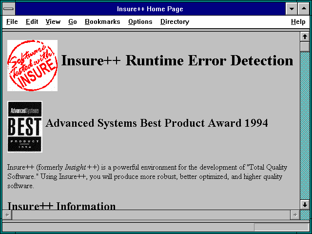 Screenshot of Insure++ Home Page