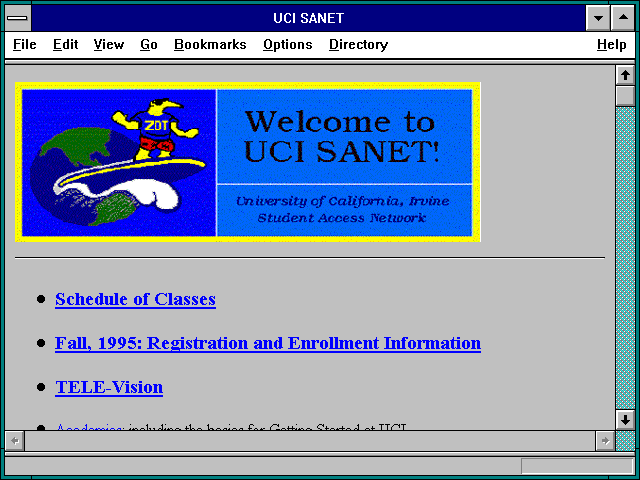 Screenshot of UCI SANET