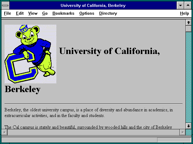 Screenshot of University of California Berkeley