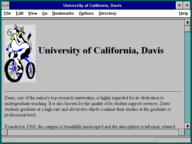 Screenshot of University of California Davis