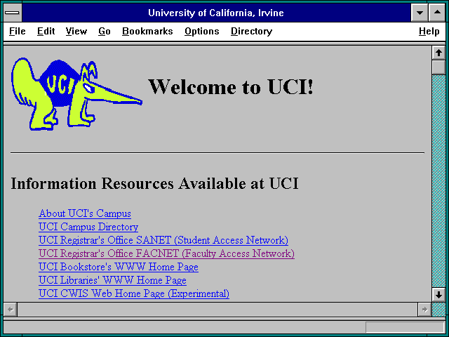 Screenshot of University of California Irvine