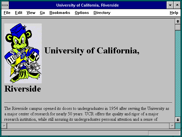 Screenshot of University of California Riverside