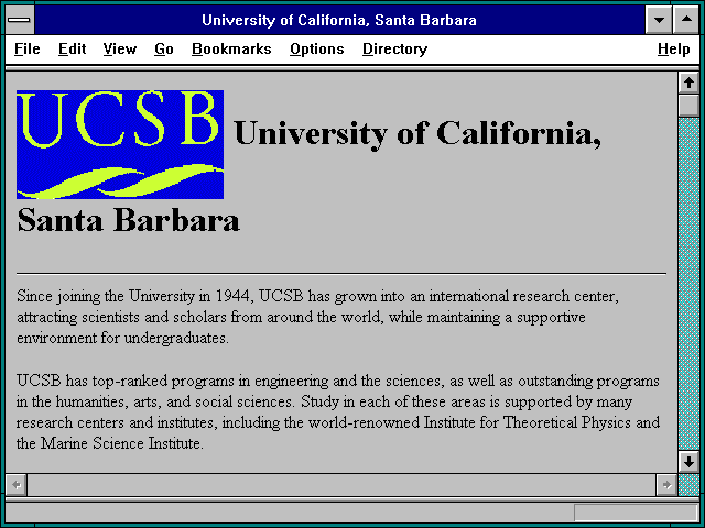 Screenshot of University of California Santa Barbara