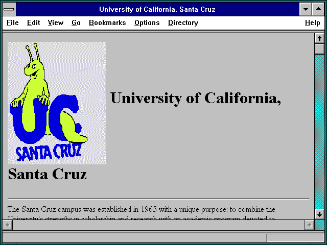 Screenshot of University of California Santa Cruz