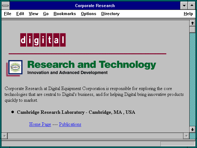 Screenshot of Corporate Research