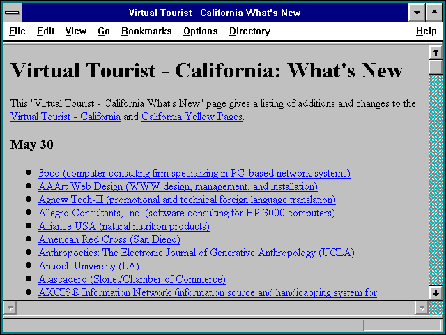 Screenshot of Virtual Tourist - California What's New